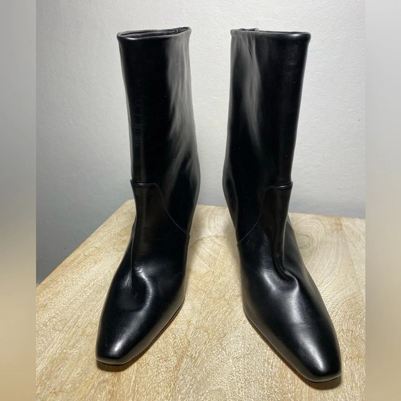 Stuart Weitzman rich leather stiletto boot / bootie size 5 black - Picture 2 of 11
